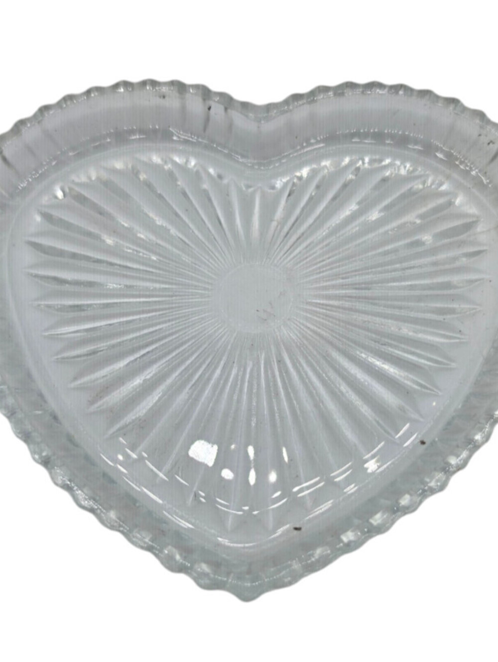 Vintage clear, vintage pressed glass heart-shaped dish